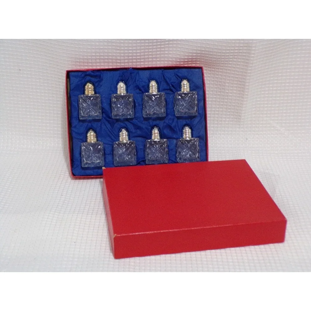 Vintage Leonard Crystal and Silver‎ Plated Salt & Pepper Shakers In Original Box